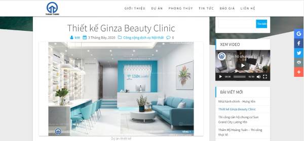 Giao diện website thiết kế nội nhất của Ginza Beauty Clinic trang nhã và thanh lịch