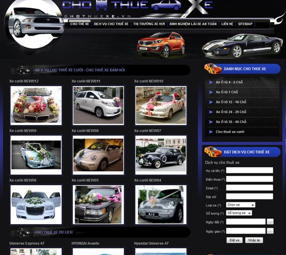 Thiết kế website cho thuê xe ô tô